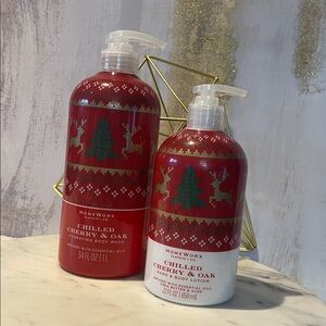 Chilled Cherry & Oak Hydrating Body Wash and Lotion Set - Red